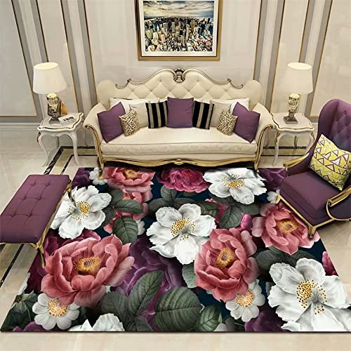 Kunsen Outdoorteppich Rose Flower 3D Korridor schlafzimmerteppich Farbe kuschelige teppiche Schallabsorbierend60x90CM