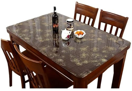 BHADANI Mantel de Flores Doradas de tamaño Personalizado Mantel Rectangular de PVC Mantel de plástico Cuadrado Impermeable Mantel de Cubierta de Mesa-Flor Dorada,80x180cm