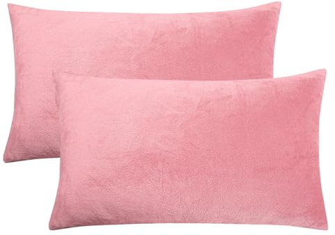 Soifox 2er-Set Kissenbezug 40 x 80 cm - Samt Zierkissenbezüge Superweich Flauschig Kuschelig Kissenbezüge Dekorative Deko Kissen Sofakissen Lendenkissen Wurfkissenbezug Schlafzimmer Kissenhülle Rosa
