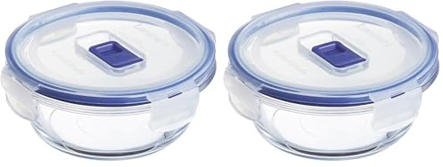 Luminarc Pure Box Active Recipiente Redondo Hermético Vidrio 12x5cm - 42cl Bicolor (Paquete de 2)
