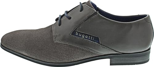 bugatti Herren Business Schnürschuh Mattia Eco aus Glattleder in Grau mit 3 Loch Schnürung. grau Gr. 45