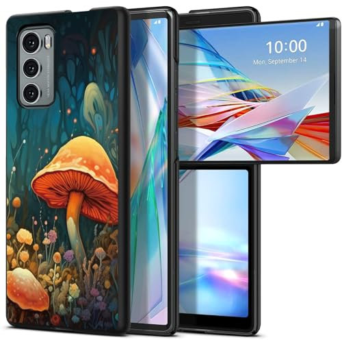 BWEGRHE Progettata per LG Wing 5G, PC rigido sottile con motivo floreale a funghi, cover antiurto di ricarica wireless per LG Wing 5G (2020)