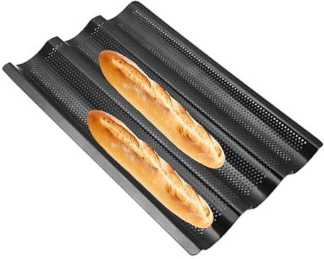 Retorno French Bread Baking Tray,Steam Bread Baking Tray, 3 Wave Non-stick Stainless Steel Bread Tray for Toaster Oven, Stainless Bread Tray, Pan for Bread