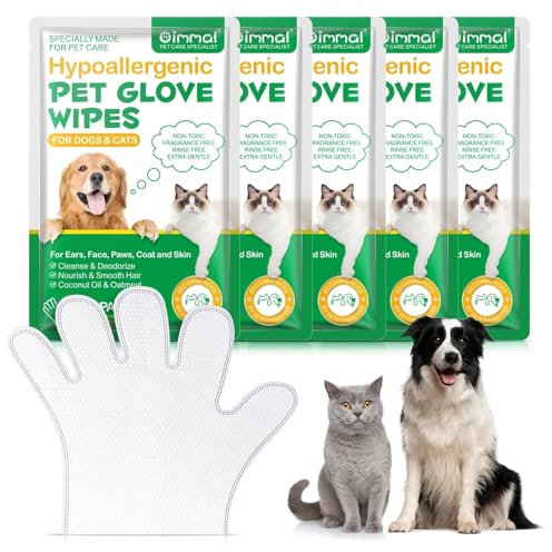 Pet Cleaning Gloves Wipes X5 Pcs. Hygienic Wipes for Dogs & Cats. Cleaning,Soothing & Nourishing Pet Hair,Daily Care,Suitable for Pet Families. Also Used for Cleansing Paws, Eyes, Ears, Butt, Chin X5.