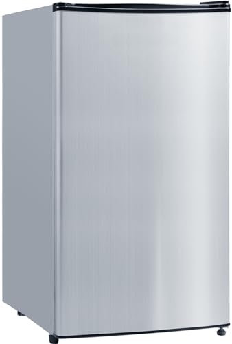 Tehanld - 3.2 Cubic Feet Mini Fridge for Bedroom, Office, Mini Fridge with Freezer, Mini Small Fridge with Adjustable Thermostat, Low Noise, Energy Saving, Silver