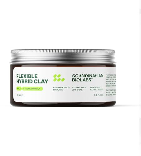 Scandinavian Biolabs Flexible Hybrid Clay, 90 ml | Mittlerer Halt, natürliches Finish, verleiht Textur und Volumen, Formel auf pflanzlicher Basis, wasserlöslich.