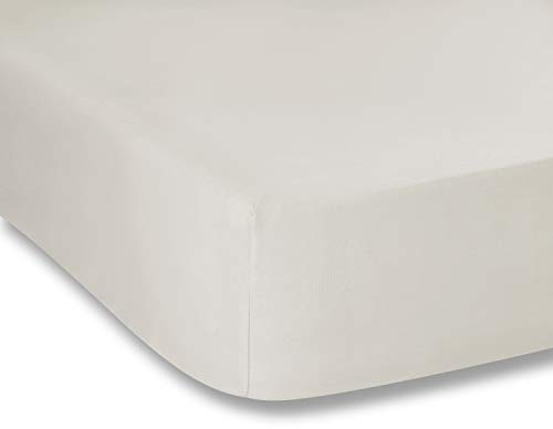 Plain Dyed Cream Spannbettlaken, 90 x 200 cm, 100% Perkal-Baumwolle