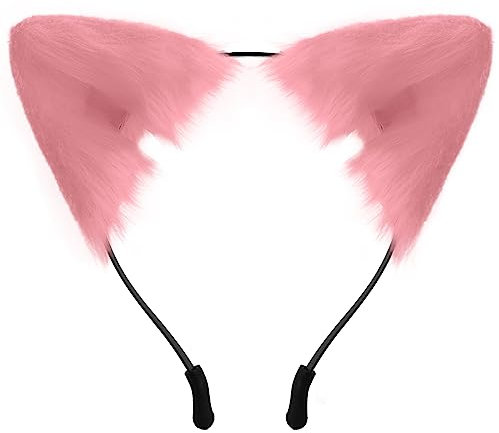 SycloPak Oreille De Chat,Serre Tete Chat,Bandeau Oreille Femme,Serre Tete Halloween,Deguisement Chat,Oreille Chat Serre Tete Rose,Cosplay Chat Renard,Serre Tete Noël Saint Valentin,Accessoires Fête