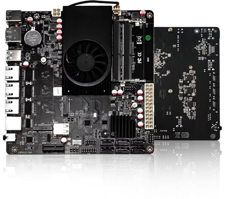 ROUAFWIT NAS Motherboard Celeron J6412, 6 x SATA3.0, 2 x M.2 NVMe, 2 x DDR4, Mini ITX Board, 2 x I226v 2.5 GbE, 1 x Console, Micro Appliance NAS Board, 8GB RAM 256GB SSD