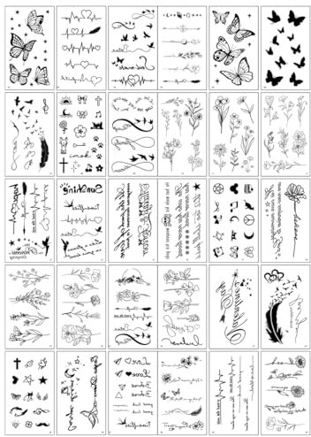 AYVRUOP 30 Feuilles Tatouage Ephemere Autocollants, Faux Tatouage Imperméables,Tatouage Ephemere 3D Imperméables pour Enfants et Adultes