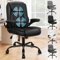 ALFORDSON Massagebürostuhl, Computerbürostuhl, Schreibtischstuhl mit mittlerer Rückenlehne, 150 kg Tragkraft, 90-135° verstellbare Rückenlehne, ergonomischer PC-Stuhl, PU-Leder, Schwarz