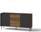 MINIO go for it - Commode 150 cm, Commode Salon et Bureau, Commode Rangement avec Tiroirs et Portes, Commode de Rangement Pereto 5 - Noyer Warmia/San Sebastian/Noir Mat Couleur