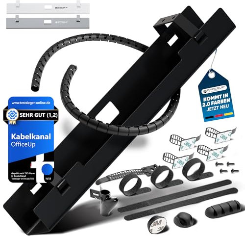 OfficeUp® KABELKANAL XXL 90cm Schreibtisch - Kabelmanagement [Komplett Set] - Cable Management - Kabelhalter [Abnehmbar] - Kabelwanne - Jetzt erhältlich