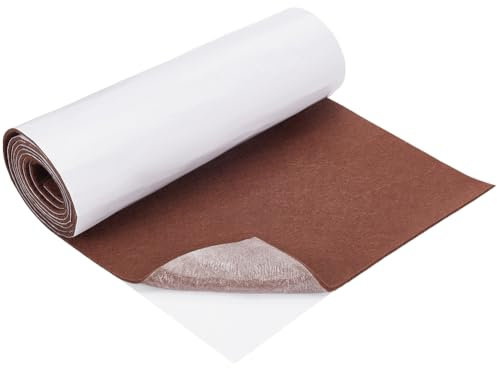BENECREAT Tissu Feutre Autocollant 200x30cm Rouleau de Support en Feutre Adhésif Marron Selle Doublure D'Étagère pour Tiroirs Boîtes à Bijoux Artisanat de Décoration D'Intérieur DIY Épaisseur de 3mm
