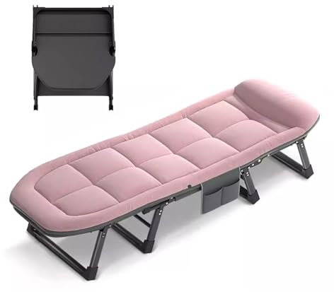 Feldbett Klappbar mit Matratze Tragfähigkeit 160kg Starke Dickere Rohre, Reisebett Erwachsene Klappbar mit Seitentasche Feldbetten für Camping, Outdoor, Indoor(60x190CM)
