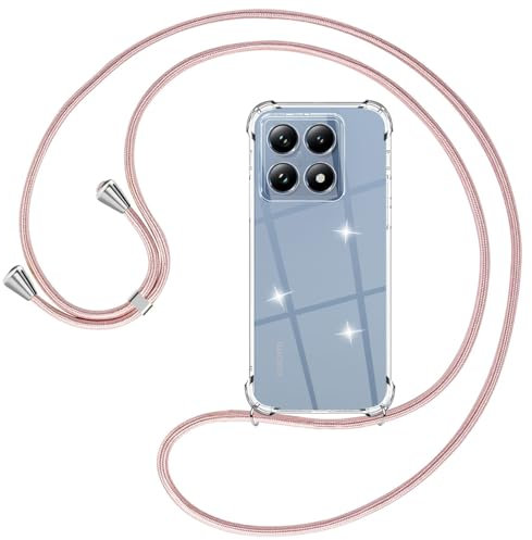 Ptny Funda Compatible Xiaomi 14T, con Correa Colgante Ajustable Collar, Funda Silicona Slim Transparente Protección Case con Cordón para Xiaomi 14T