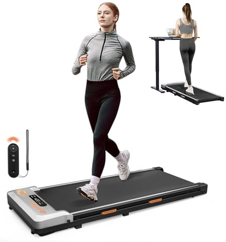 AIRHOT Untertisch-Laufband, 2-in-1-Walking-Pad zum Gehen und Joggen, tragbares Laufband mit Fernbedienungsband für Zuhause/Büro, geräuscharmes 2,5-PS-Tischlaufband mit LED-Anzeige (Silber)