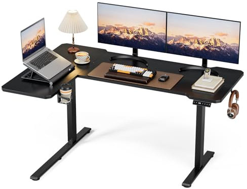 Acrolix Scrivania da 150 cm reversibile elettrica a forma di L, regolabile in altezza per gaming, scrivania ad angolo per stare in piedi per casa e ufficio, scrivania per computer con bordo giunto,