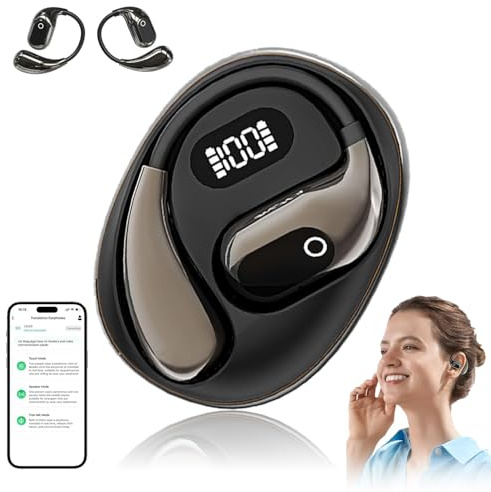 Dabeto Ai-Übersetzungskopfhörer, Sprache-Übersetzung-In-Ear-Kopfhörer 138 Sprachen, Open Air Traductor, Openair 5 OWS Übersetzung-Bluetooth-In-Ear-Kopfhörer, Ai-Kopfhörer für Sprachenübersetzung