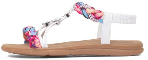 Lilley Womens White Ribbon Twist Diamante Sandal