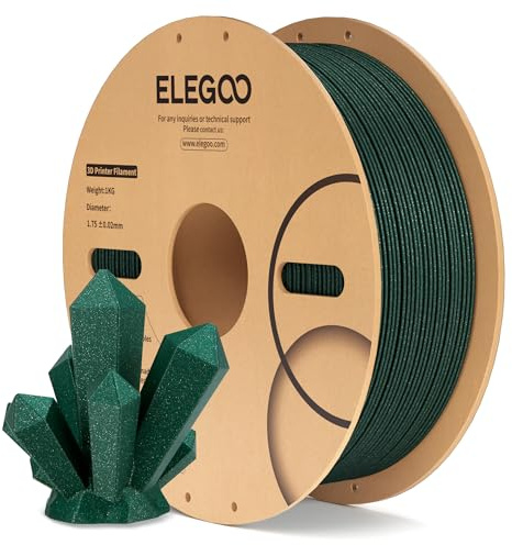 ELEGOO Sparkle PLA Filament 1.75mm Glitzer Grün 1kg, Glitzerndes Glänzendes 3D-Druckerfilament Mit Hoher Maßhaltigkeit, 1kg Spule Für Die Meisten 3D Drucker