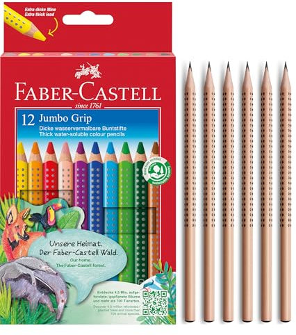 Faber-Castell 205276 - Jumbo Buntstifte Set 18-teilig, inkl. 6 Jumbo Grip Bleistifte