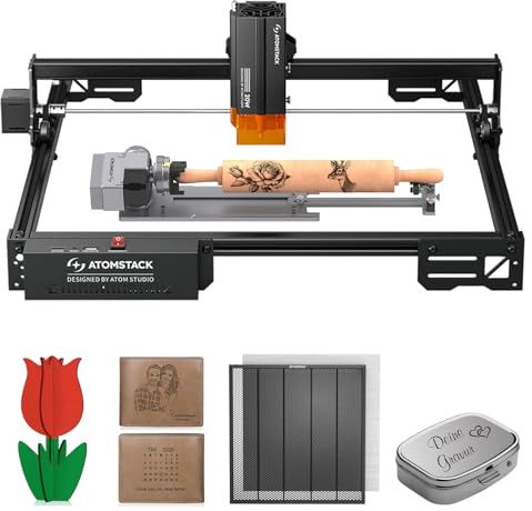 ATOMSTACK A20 Pro V2 Laser graviermaschine 20W Laser Cutter mit R8 Multifunktions-Drehrolle F4 Wabenplatte Hochpräzisions-Lasergraviermaschine für personalisierte Geschenke, Visitenkarten, Metall