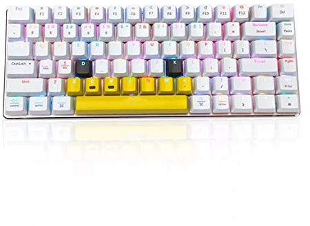 FOELANNE Gaming Keyboard, 82 Key RGB Backlight Bluetooth USB Wired Mechanical Gaming Keyboard White