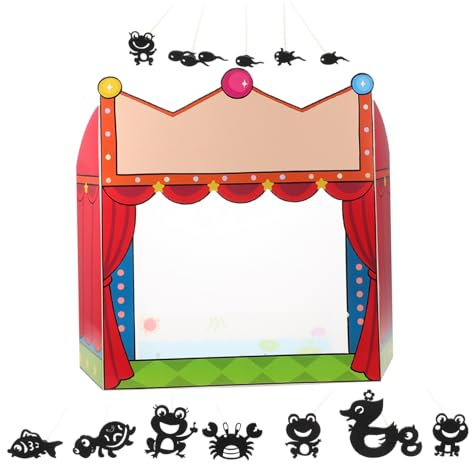 HONMEET DIY Shadowpuppen Bastelset Für Junge Mädchen Shadow Figuren Kit Mit Fingerfamilie Marionetten Papierpuppen Zum Bemalen Interaktives Schattentheater Für Zuhause Und Schulunterricht