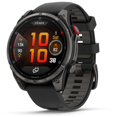 Garmin fēnix 8 Pro, 47 mm, display AMOLED, smartwatch GPS multisport connesso premium, tecnologia inReach, zaffiro, titanio DLC grigio carbonio con cinturino in silicone nero/grigio ghiaia | Lunetta in titanio Dlc Grigio Carbonio, LTE Inreach e Satellite, Cinturino in Silicone Nero e Grigio ghiaia