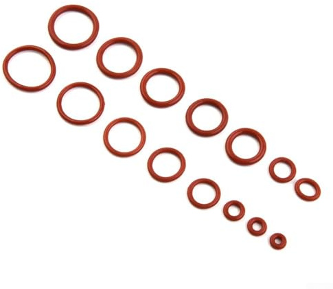 Gettimore Silikon-Gummi-O-Ring-Sortiment, 225 Stück, metrische VMQ-Dichtungen, rot, 50 A Durometer, hochtemperatur- und ölbeständig