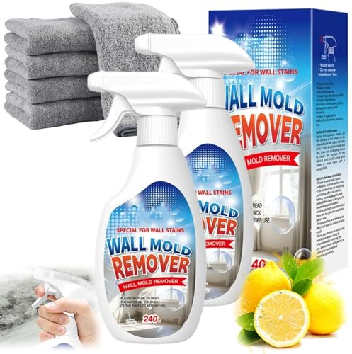 Wall Mold Remover Spray, 2026 New Highly Effective Mold Removal Spray For Walls, Multi-Surface Wall Mould Remover, For Bathroom Kitchen Tile Wood Fabric Stain Remover (2PCS)