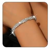 Floruvia Bling Strass Twisted Stretch Armbänder Für Damen, Funkelnde Kristallarmbänder Für Hochzeit, Abschlussball, Funky Fashion Schmuck Und Elegante Tennis-Accessoires