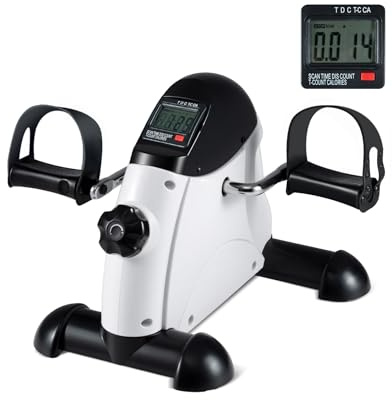 GYMAX Mini-Heimtrainer, Beintrainer mit LCD-Anzeige | Pedaltrainer mit Widerstandsregler, Arme & Beine, Mini Bike Heimtrainer für Zuhause, Büro & Schule