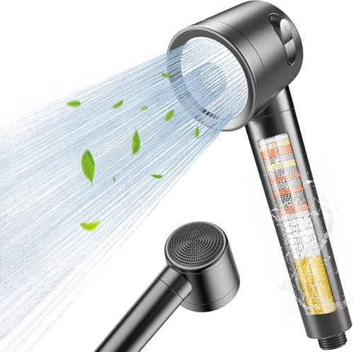 PWERAN Hochdruck Wassersparend Duschkopf mit Filter, Doppelfiltration Handbrause 3 Strahlarten,Gegen Kalk Brausekopf für Dusche,Chlorentfernung, Schwermetalle