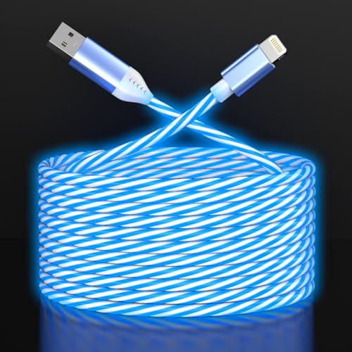 Câble de charge lumineux USB A vers Lightning pour iPhone, cordon lumineux RVB pour Apple iPhone 14/13/12/11 Pro Max/XR/XS/SE, iPad 1,8 m (certifié MFi)