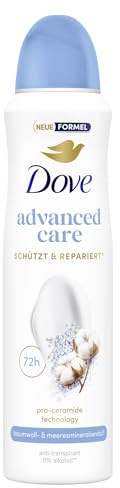 Dove Advanced Care Anti Transpirant Deo-Spray Baumwoll- und Meeresmineralienduft Deodorant mit 72 Stunden Schutz vor Achselnässe und Körpergeruch 150 ml