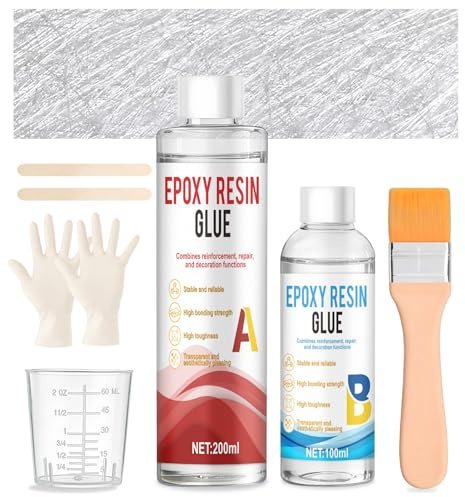 Fibre de Verre Résine Époxy, Fibre de Verre Carrosserie, Stable et Durable | Polyester + 1m² Tapis en fibre verre 300g,Kit Reparation Fibres de Verre pour Automobiles,Bateaux, Planche de Surf et Anderen