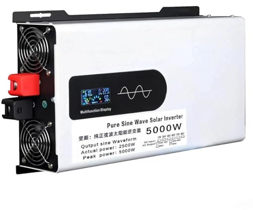 Onduleur Solaire Hors Réseau Haute Puissance 5000 W à Onde Sinusoïdale Pure, Conversion CC 12 V/24 V/48 V/60 V/72 V/96 V vers Ca, Rendement De 97% pour Batteries Au Lithium, Camping-Cars(72V)