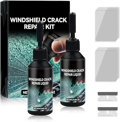 Kit de Réparation de Fissures de Pare-Brise – Colle de Verre Universelle pour Éclats, Fissures en Étoile et Toile d'Araignée, Liquide de Réparation Rapide pour Pare-Brise et Vitres de Voiture (2PCS)