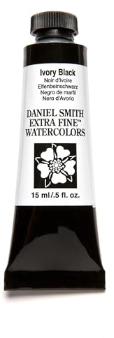 Daniel Smith Extra Fine Watercolor Paint, 15ml Tube, Ivory Black, 284600048, 0.5 Fl Oz (Pack of 1)