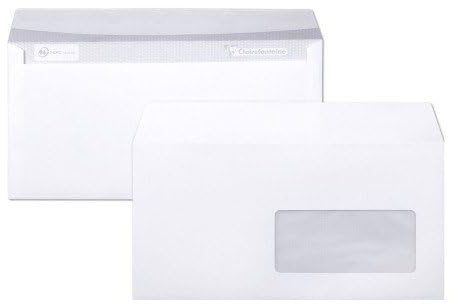 Clairefontaine Clairalfa Briefumschläge, selbstklebend, 110 x 220 mm, Weiß, 250 Stück