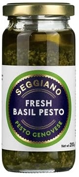 Seggiano Raw Basil Pesto 200g - Vegan, GMO Free, Gluten Free, Wheat Free, Raw, Vegetarian, and Suitable for Coeliacs - Product of Sicily & Great with Pasta