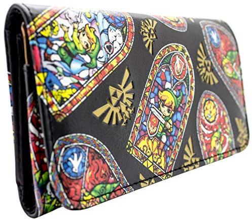 The Legend of Zelda Wind Waker Stained Glass Purse Tri-Fold ID & Card Holder, Black