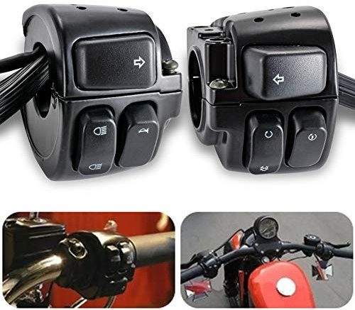 KaTur - Interruptor de control de manillar de moto impermeable de 25 mm con cable