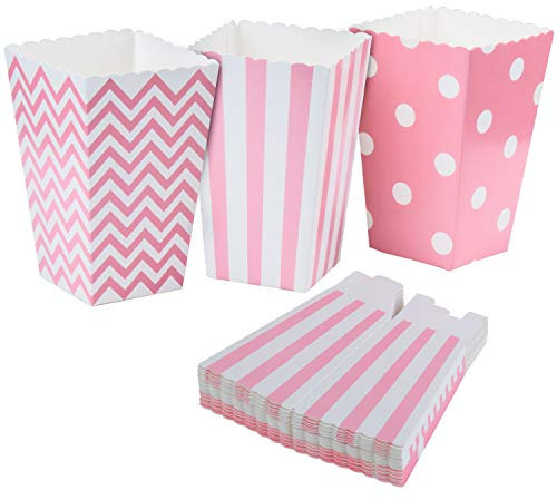 Popcorn Boxes, Diealles 36 Stück Popcorn Tüte Popcorn Candy Boxen Behälter für Party Snacks, Süßigkeiten, Popcorn und Geschenke - Rosa