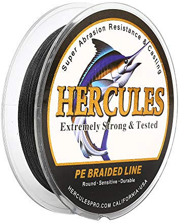Hercules Super Strong 300M 328 Yards Braided Fishing Line 30 LB Test for Saltwater Freshwater PE Braid Fish Lines 4 Strands - Black, 30LB (13.6KG), 0.28MM
