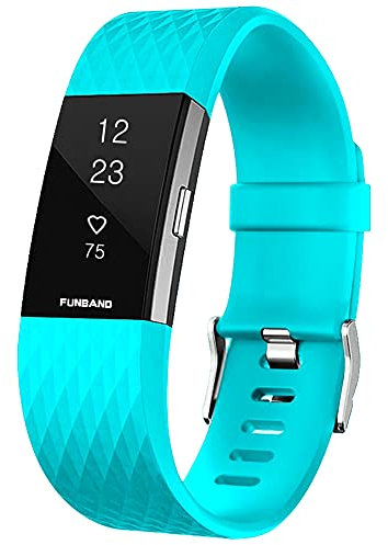 FunBand Bracelet Fitbit Charge 2, Bande en Silicone Souple Sangle de Remplacement Reglables Sport Accessorie pour Montre Connectée Fitbit Charge 2