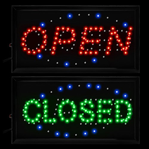 Halafs LED Neon Open Signs Decor for Business Mart Shop Store Bar Cafe Barber ATM Now Open Sign Display On/Off Switch + Chain (2-in-1 Open Closed)