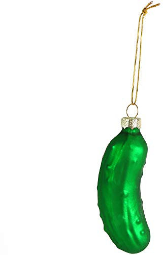 Ornamento per Albero di Natale a Forma di sottaceto, Tradizionale in Vetro soffiato Verde da Appendere